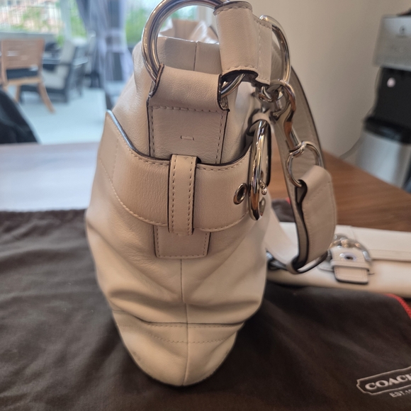 Vintage Coach Soho Slim Duffle 1452 White Leather & Silver Hardware + Wallet - Picture 11 of 16